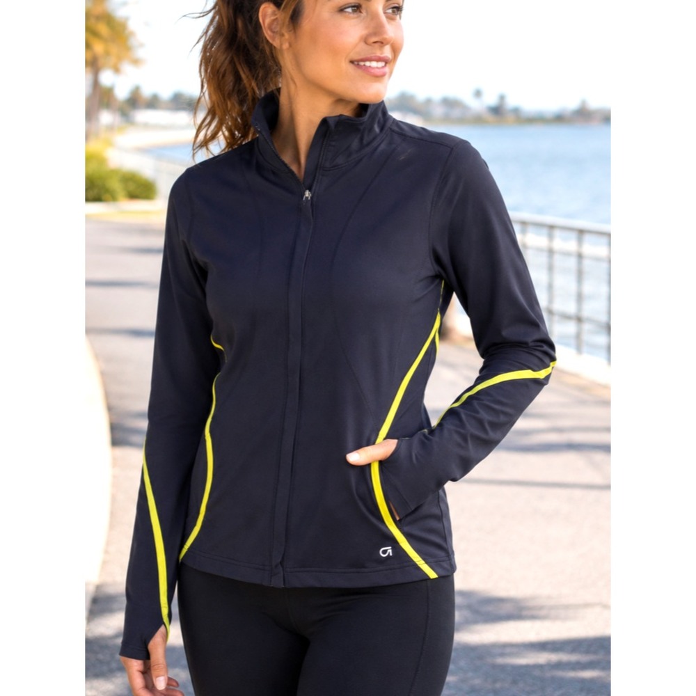 GAP FIT Women's Navy Full Zip Athletic Soft Shell Jacket Thumb Holes XS